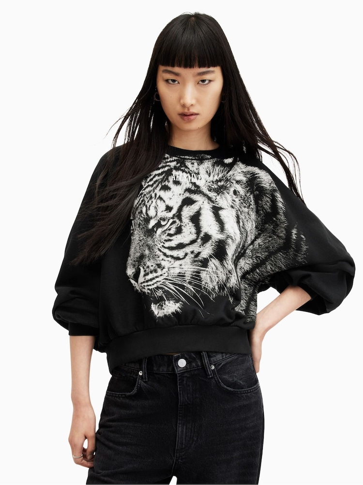 AllSaints Black 100% Cotton Tigress Cygni Sweatshirt - Image 1 of 6 AllSaints Black 100% Cotton Tigress Cygni Sweatshirt - Image 1 of 6