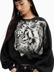 AllSaints Black 100% Cotton Tigress Cygni Sweatshirt - Image 4 of 6