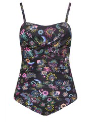 Yours Curve Black Floral Paisley Print Tummy Control Swimsuit - Image 5 of 6