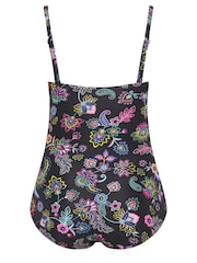 Yours Curve Black Floral Paisley Print Tummy Control Swimsuit - Image 6 of 6