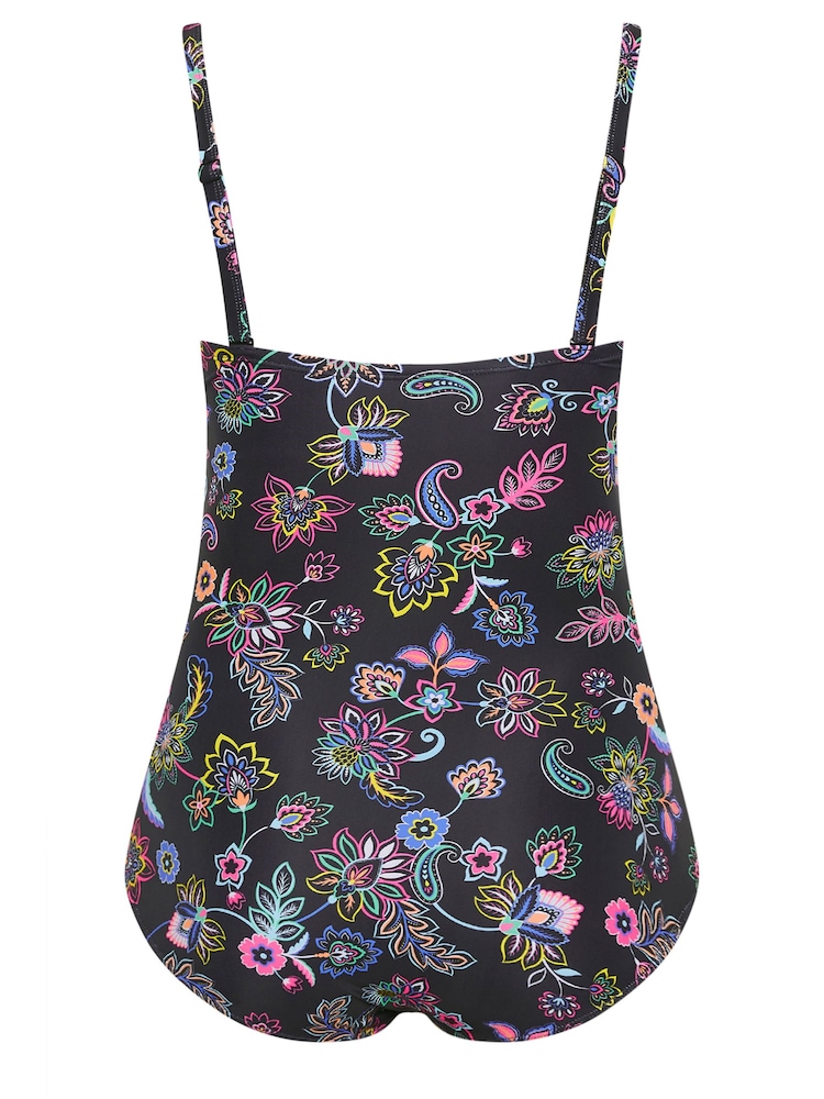 Yours Curve Black Floral Paisley Print Tummy Control Swimsuit - Image 6 of 6 Yours Curve Black Floral Paisley Print Tummy Control Swimsuit - Image 6 of 6