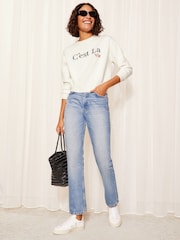 Friends Like These Cream Long Sleeve Crew Neck Slogan Jumper - Image 2 of 4