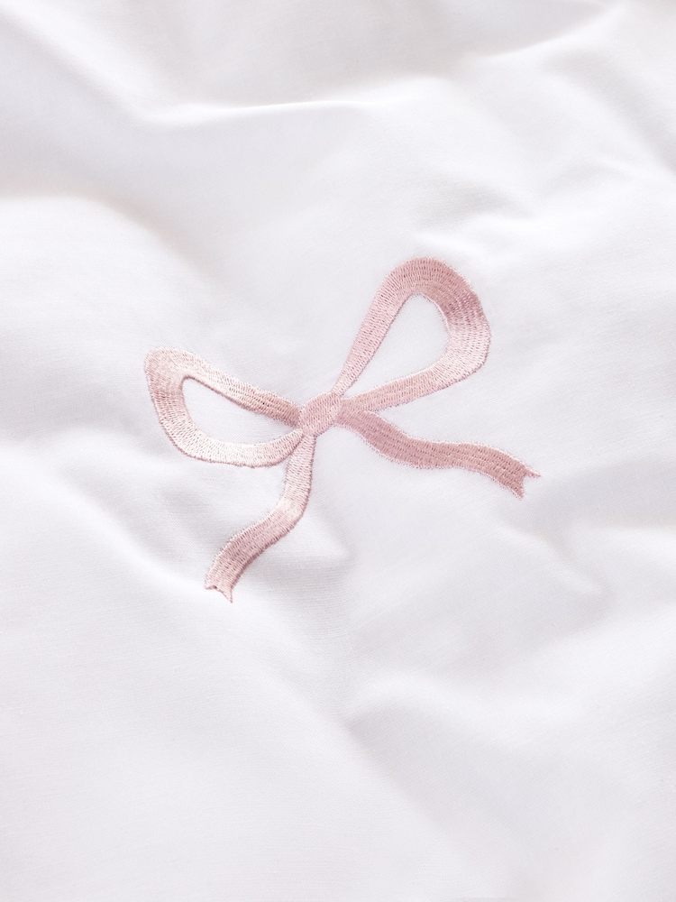 Bow Embroidered Duvet Cover and Pillowcase Set - Image 3 of 4