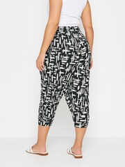 Yours Curve Black Cropped Jersey Harem Joggers - Image 3 of 4