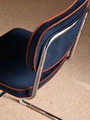 MADE.COM Dark Blue with Cinnamon Piping Parker Bar Stool in Velvet - Image 3 of 6