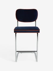 MADE.COM Dark Blue with Cinnamon Piping Parker Bar Stool in Velvet - Image 5 of 6