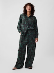 Gap Green Crinkle Texture Satin Trousers - Image 4 of 5