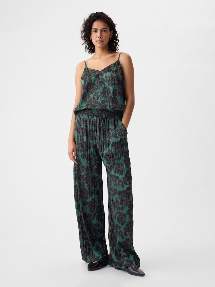 Gap Green Crinkle Texture Satin Trousers - Image 5 of 5