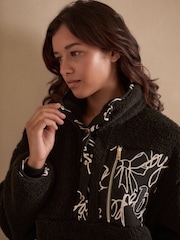 B by Ted Baker Black Cosy Borg Hoodie - Image 4 of 8