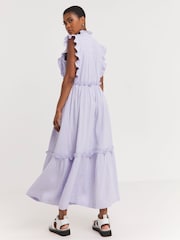 JD Williams Purple 100% Cotton Cheesecloth Smock Dress With Shirred Back - Image 2 of 4