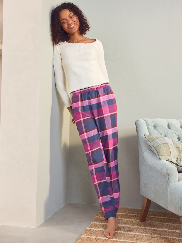 Laura Ashley Navy/Pink Check Pyjama Set - Image 2 of 11