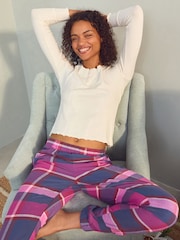 Laura Ashley Navy/Pink Check Pyjama Set - Image 4 of 11