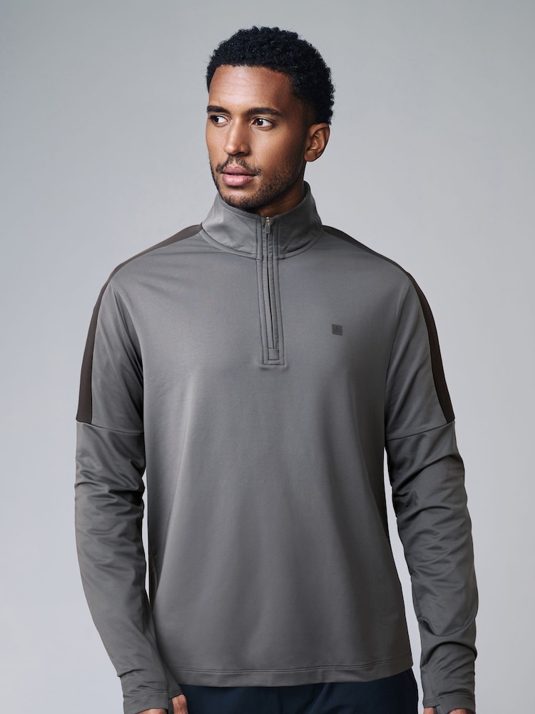 Slate Grey Active Gym Training Quarter Zip Neck - Image 1 of 9