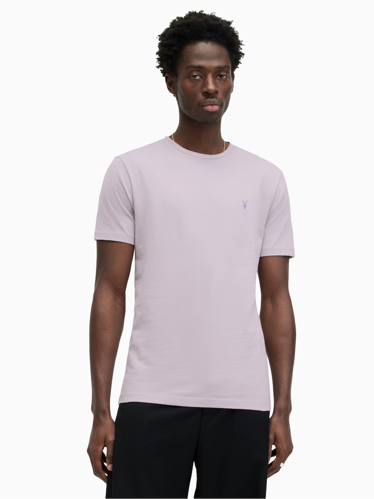 AllSaints Purple Brace Contrast Short Sleeve Crew T-Shirt - Image 1 of 5