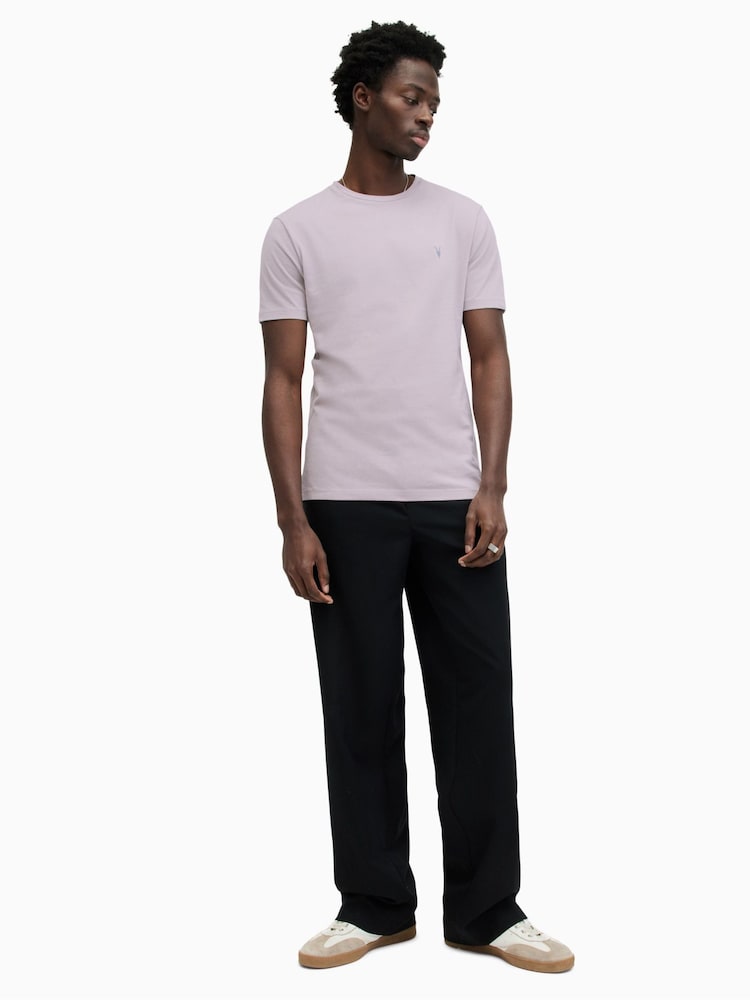 AllSaints Purple Brace Contrast Short Sleeve Crew T-Shirt - Image 3 of 5