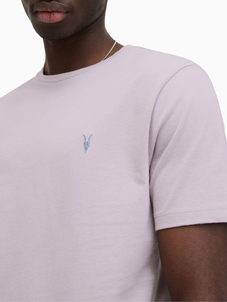 AllSaints Purple Brace Contrast Short Sleeve Crew T-Shirt - Image 4 of 5
