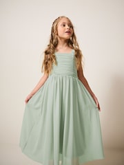 Sage Green Mesh Flower Girl Occasion Dress (6-16yrs) - Image 2 of 6