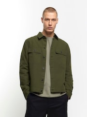 River Island Green Long Sleeve Linen Blend Smart Overshirt - Image 1 of 4
