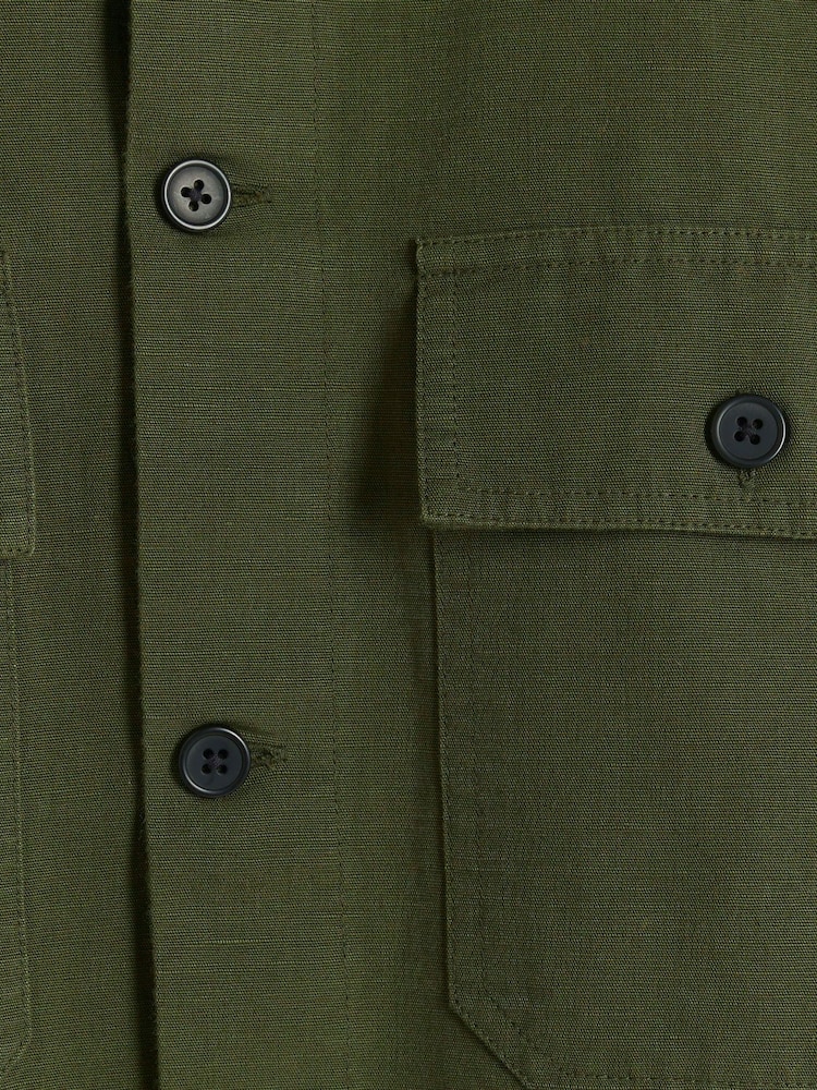 River Island Green Long Sleeve Linen Blend Smart Overshirt - Image 4 of 4