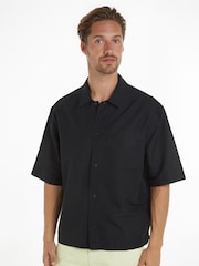 Calvin Klein Black Linen Button Down Shirt - Image 1 of 4