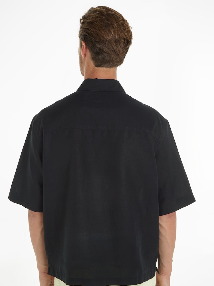Calvin Klein Black Linen Button Down Shirt - Image 2 of 4