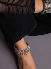 Aela Silver Tone Beaded Drape Anklet - Image 1 of 3