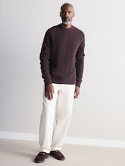 Burgundy Red Regular Fit Signature Lambswool/Cashmere Blend Crew Jumper - Image 2 of 4
