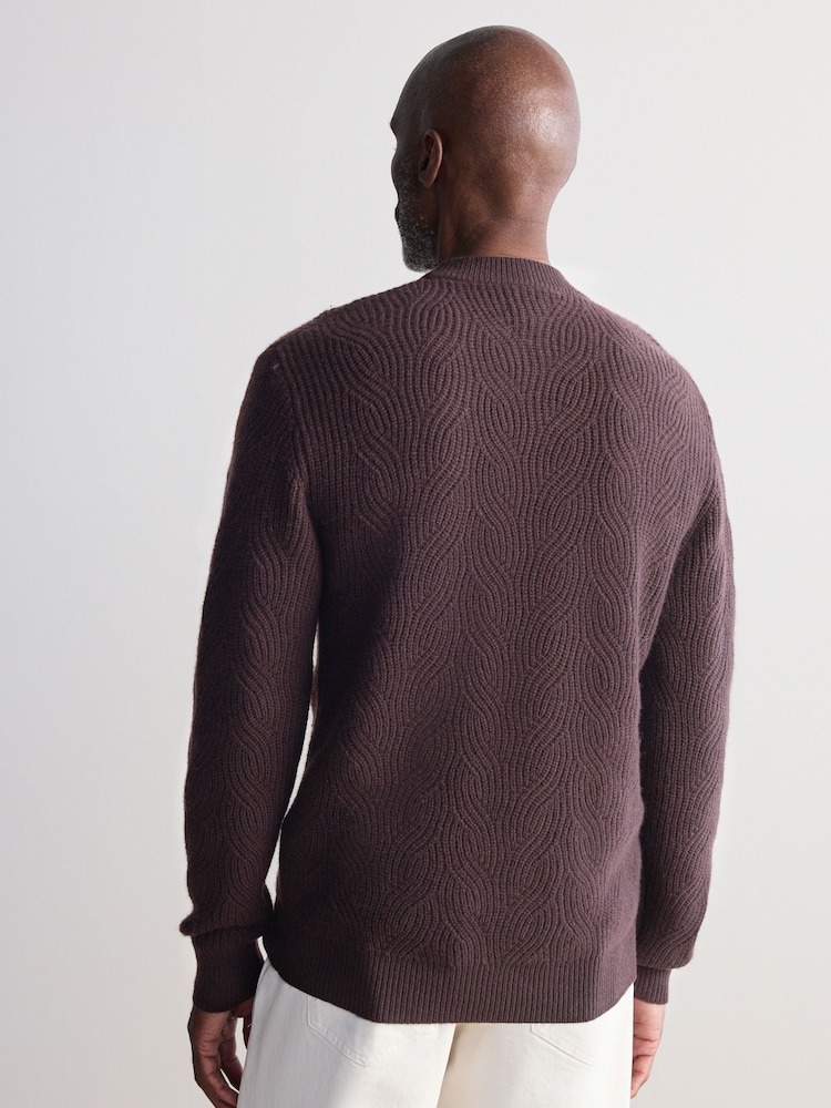 Burgundy Red Regular Fit Signature Lambswool/Cashmere Blend Crew Jumper - Image 3 of 4