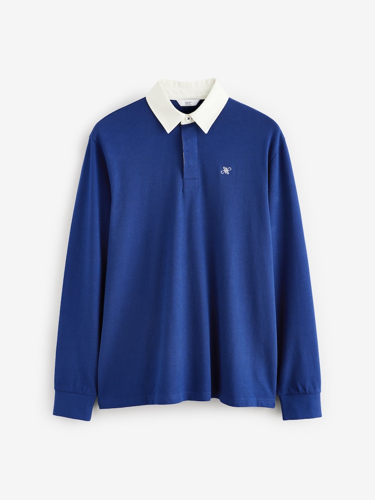 Cobalt Blue Long Sleeve Rugby Shirt - Image 5 of 8