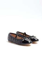 River Island Black Girls Quilted Bow Ballerinas - Image 2 of 5