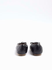 River Island Black Girls Quilted Bow Ballerinas - Image 3 of 5