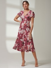 Lila - Jolie Moi Rella Cap Sleeve Mesh Maxi Dress - Bild 1 von 6