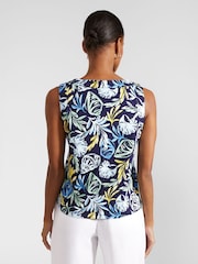 Hobbs Blue White 100% Cotton Maddy Printed Top - Image 2 of 4