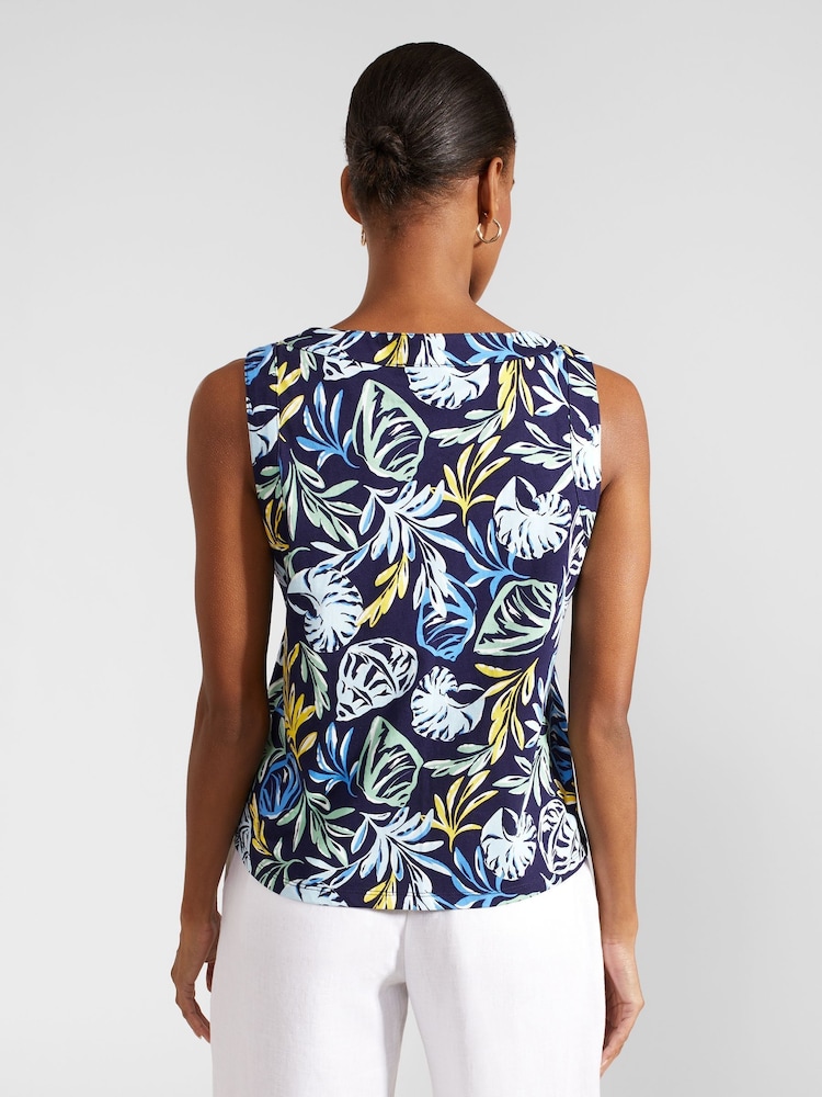 Hobbs Blue White 100% Cotton Maddy Printed Top - Image 2 of 4