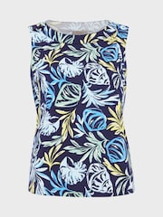 Hobbs Blue White 100% Cotton Maddy Printed Top - Image 4 of 4