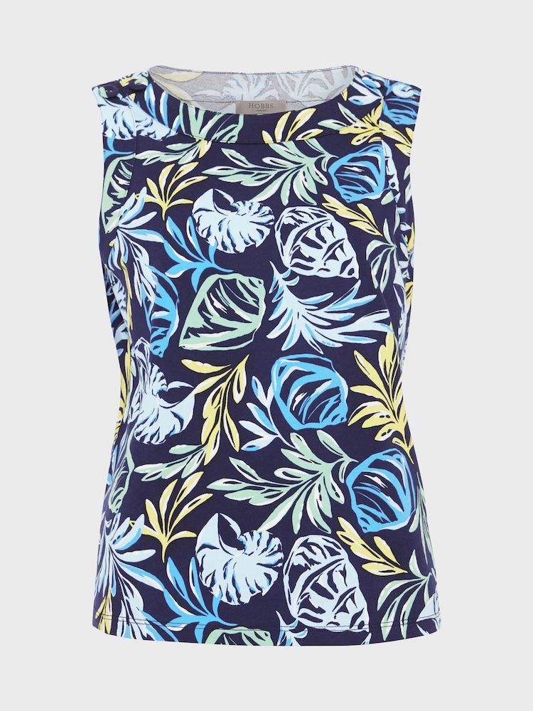 Hobbs Blue White 100% Cotton Maddy Printed Top - Image 4 of 4