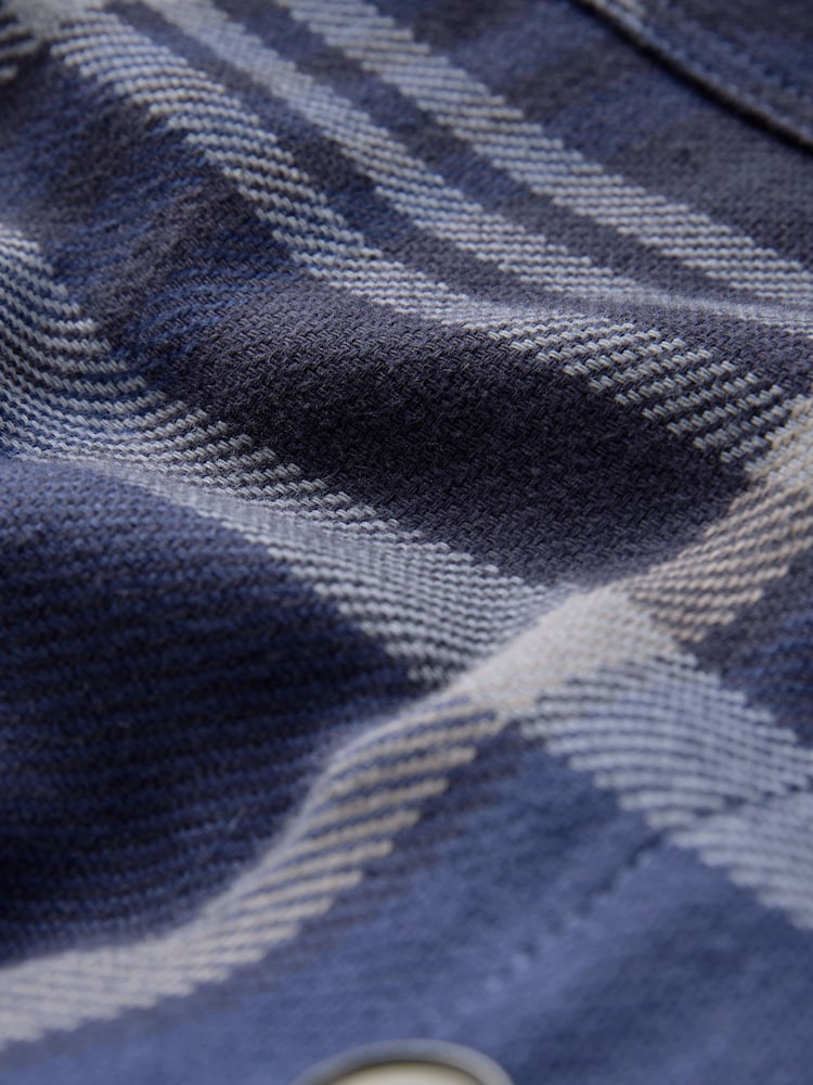 Navy Blue Check Hooded Borg Lined Shacket - Image 11 of 11