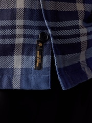 Navy Blue Check Hooded Borg Lined Shacket - Image 7 of 11