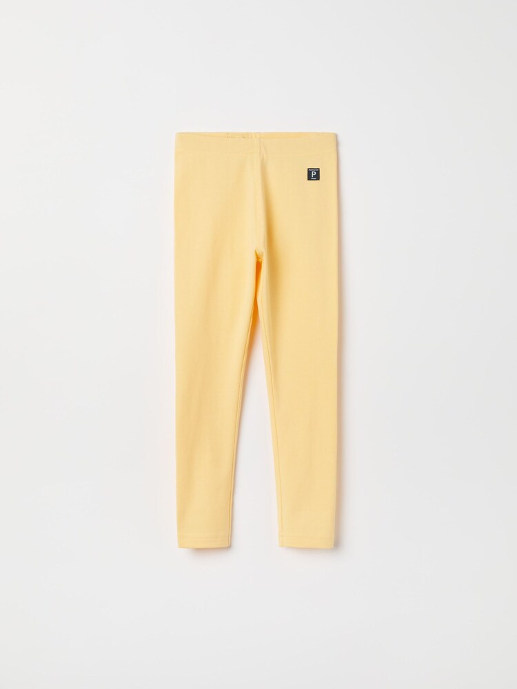 Polarn O. Pyret Yellow Organic Cotton Plain Leggings - Image 1 of 2