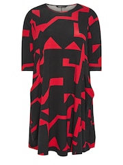 Yours Curve Black Abstract Print Pocket Dress - Image 5 of 5