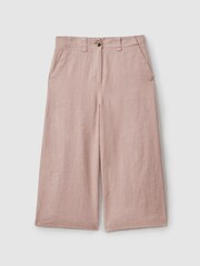 Reiss Pink Dani Teen Linen Loose Fit Trousers - Image 1 of 4