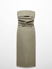 Mango Brown Belted Strapless Dress - Image 5 of 6
