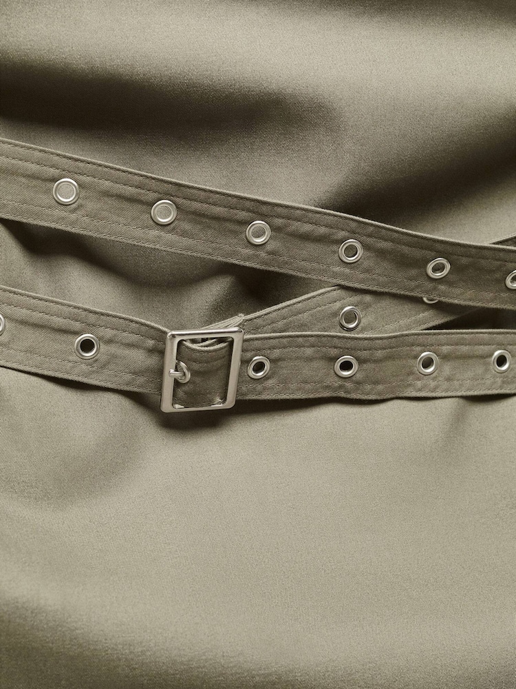 Mango Brown Belted Strapless Dress - Image 6 of 6