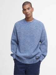 Barbour® Blue Staithes Relaxed Fit Textured Crew Neck Jumper - Image 1 of 7