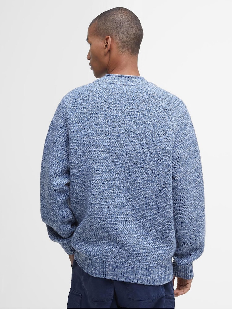 Barbour® Blue Staithes Relaxed Fit Textured Crew Neck Jumper - Image 2 of 7
