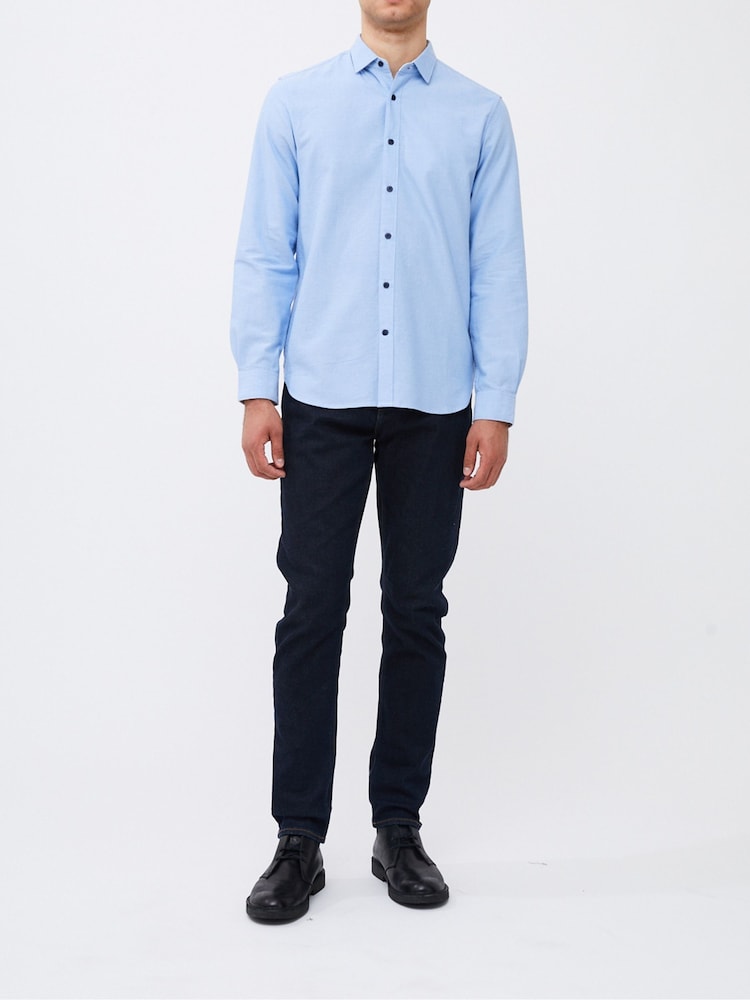 French Connection Blue Long Sleeve 100% Cotton Shirt - Image 2 of 4 French Connection Blue Long Sleeve 100% Cotton Shirt - Image 2 of 4