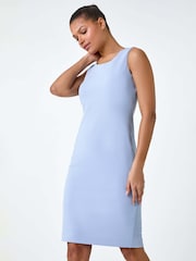 Roman Blue Textured Stretch Bodycon Dress - Image 1 of 5