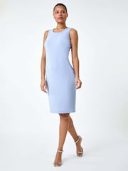 Roman Blue Textured Stretch Bodycon Dress - Image 2 of 5