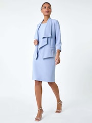 Roman Blue Textured Stretch Bodycon Dress - Image 4 of 5