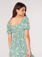 Apricot Green Ditsy Floral Milkmaid Mini Dress - Image 3 of 4